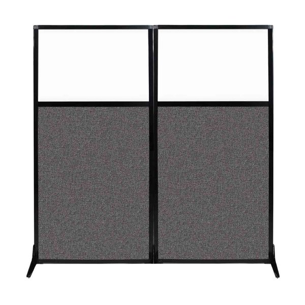 Versare Work Station Screen 66" x 70" Charcoal Gray Fabric With Clear Window 1840207
